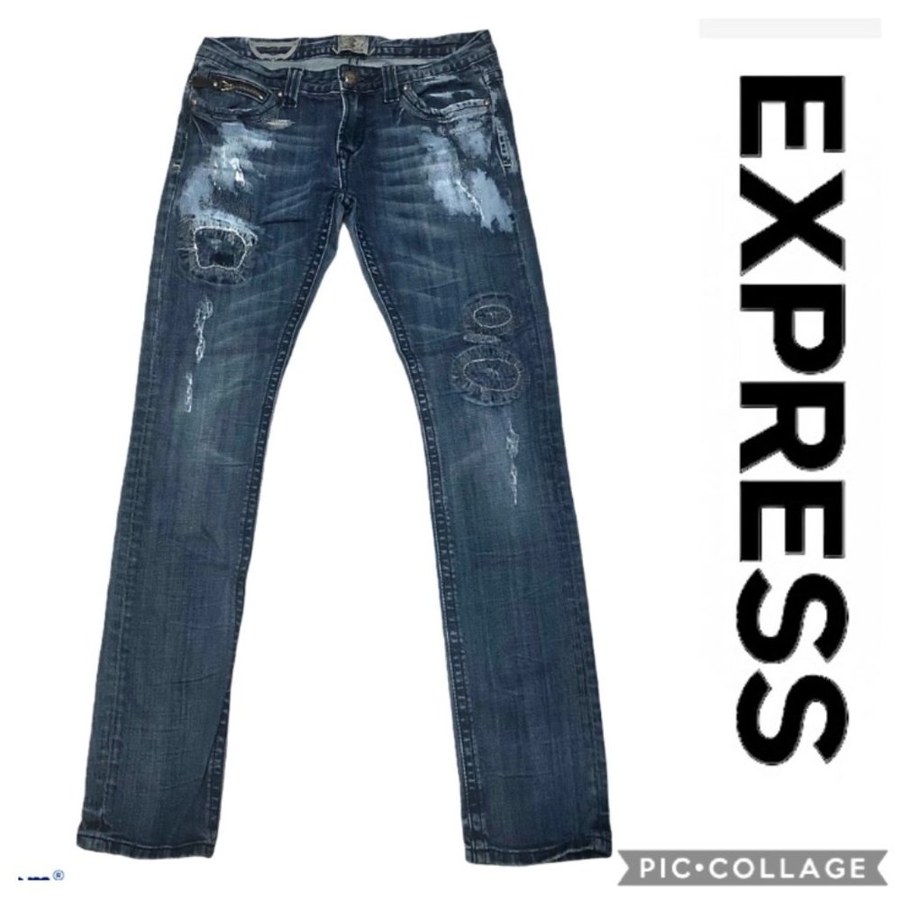 Express Rerock Distressed Jean Skinny 27